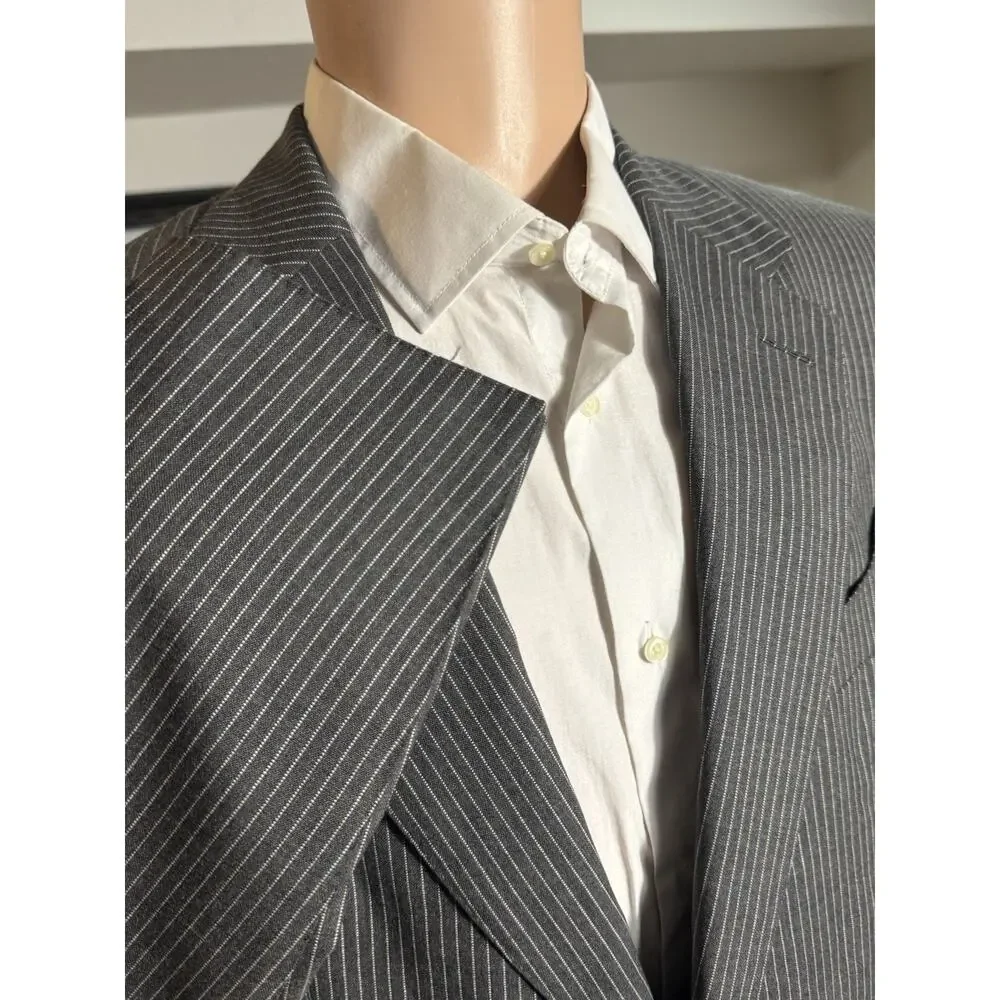 Tom Ford Gray Striped Wool 2 Piece Suit New 50R 40R 34x30.5 Trousers Notch Lapel